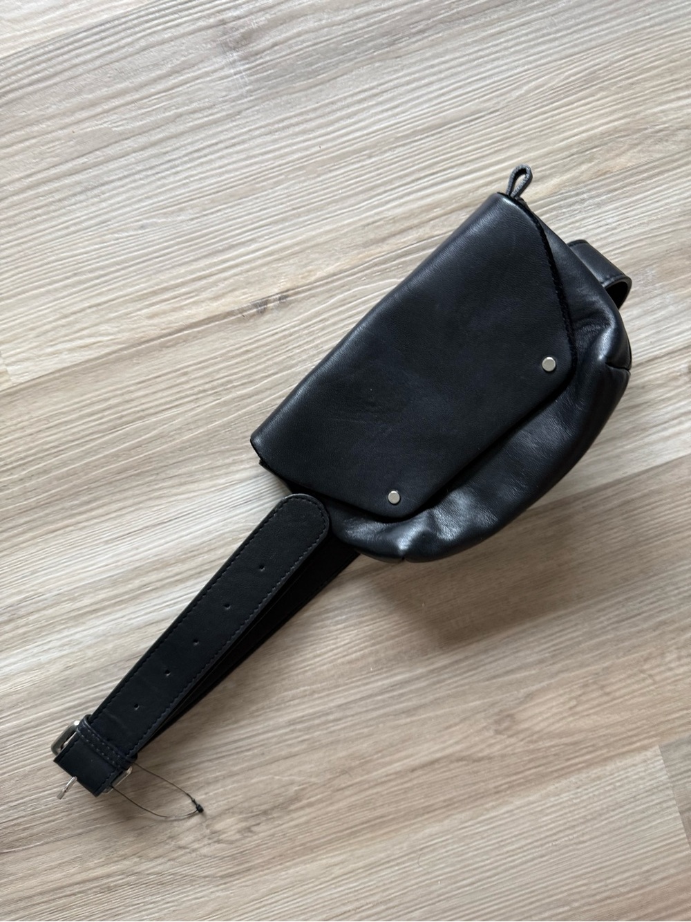 Sleek Black Leather Belt Bag free people